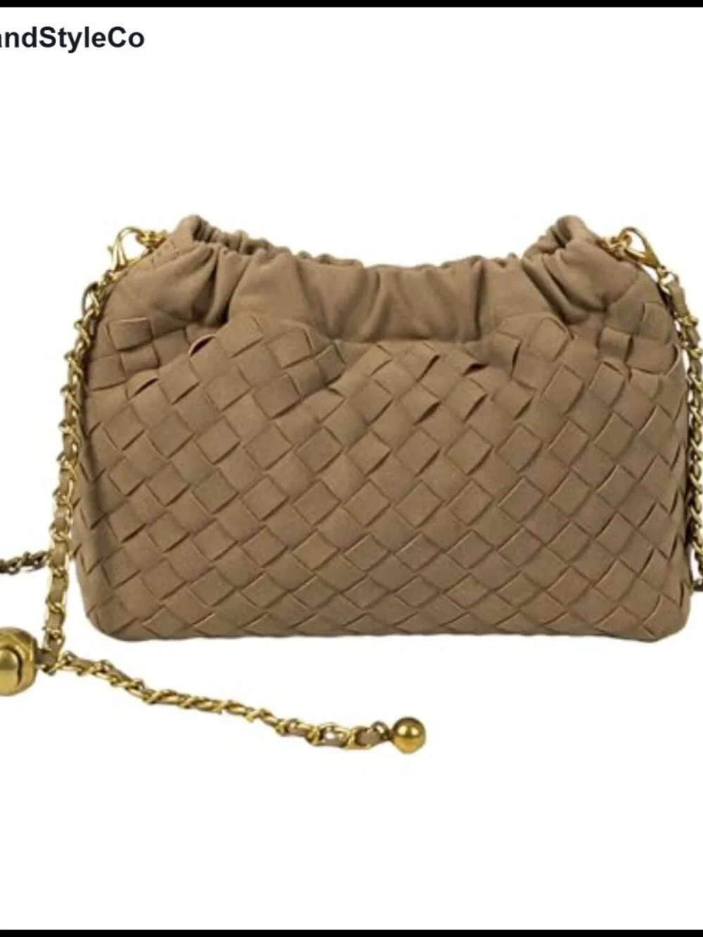 Woven Suede Vegan Leather Crossbody Hobo Bag with Adjustable Strap